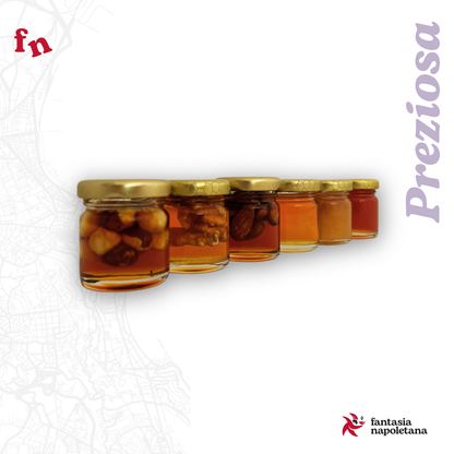 Confezione Regalo “Preziosa” Fantasia Napoletana - Selezione Gourmet di Mieli e Frutta Secca del Vesuvio